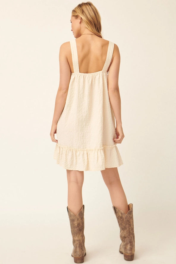 Plaid Square Cami Neck Button Front Mini Dress