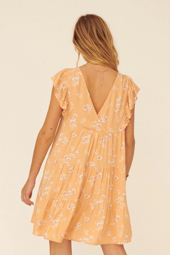 Floral Round Neck Ruffle Tiered Flare Dress