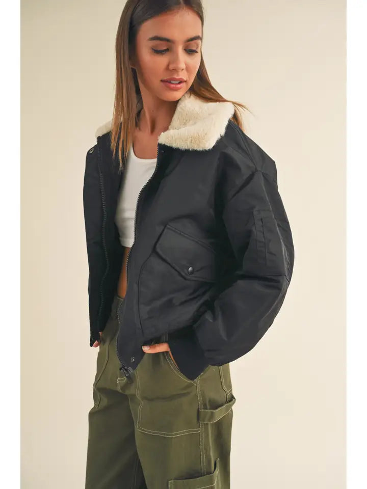 Fur Collared Bomber Jacket