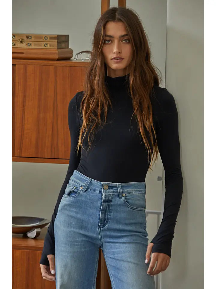 Knit Seamless Turtle Neck Bodysuit