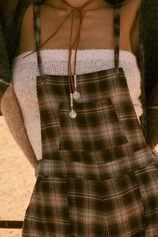 Plaid Flannel Wide Leg Overalls
