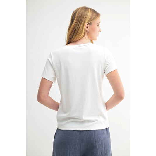 Crew Neck Slim Fit Short Sleeve Knit Top