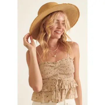 Floral Ruched Smocked Cami
